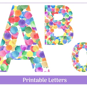 Letras del alfabeto de puntos pintados de la A a la Z, Números del 0 al 9, Pancarta, Tablón de anuncios, Álbum de recortes, Letras y números por sublimación