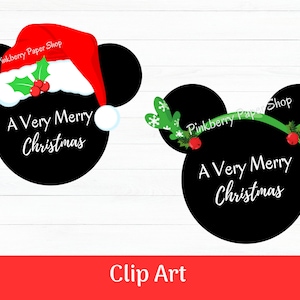 Merry Christmas Mickey and Minnie Head Digital Clip Art | Sublimation | Resizable and Printable Clip Art | PNG File