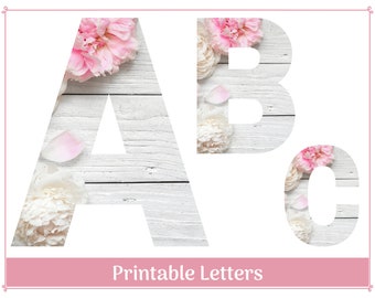 pink floral wood alphabet letter clip art decorative etsy
