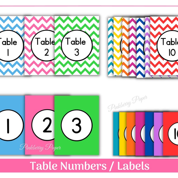 Table Numbers | Classroom Number Labels | Numbers 1-10 | Chevron Table Numbers