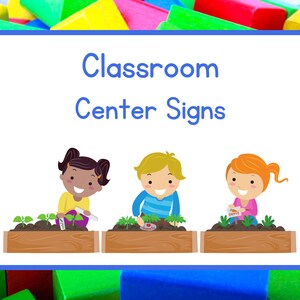 Building Blocks Classroom Signs | Printable & Resizable Classroom Labels and Signs | 30 Signs | Instant Digital Download