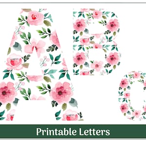 Pink Floral Alphabet Letters A-Z, Numbers 0-9 | Bulletin Board, Banner, Scrapbook, Sublimation Clip Art