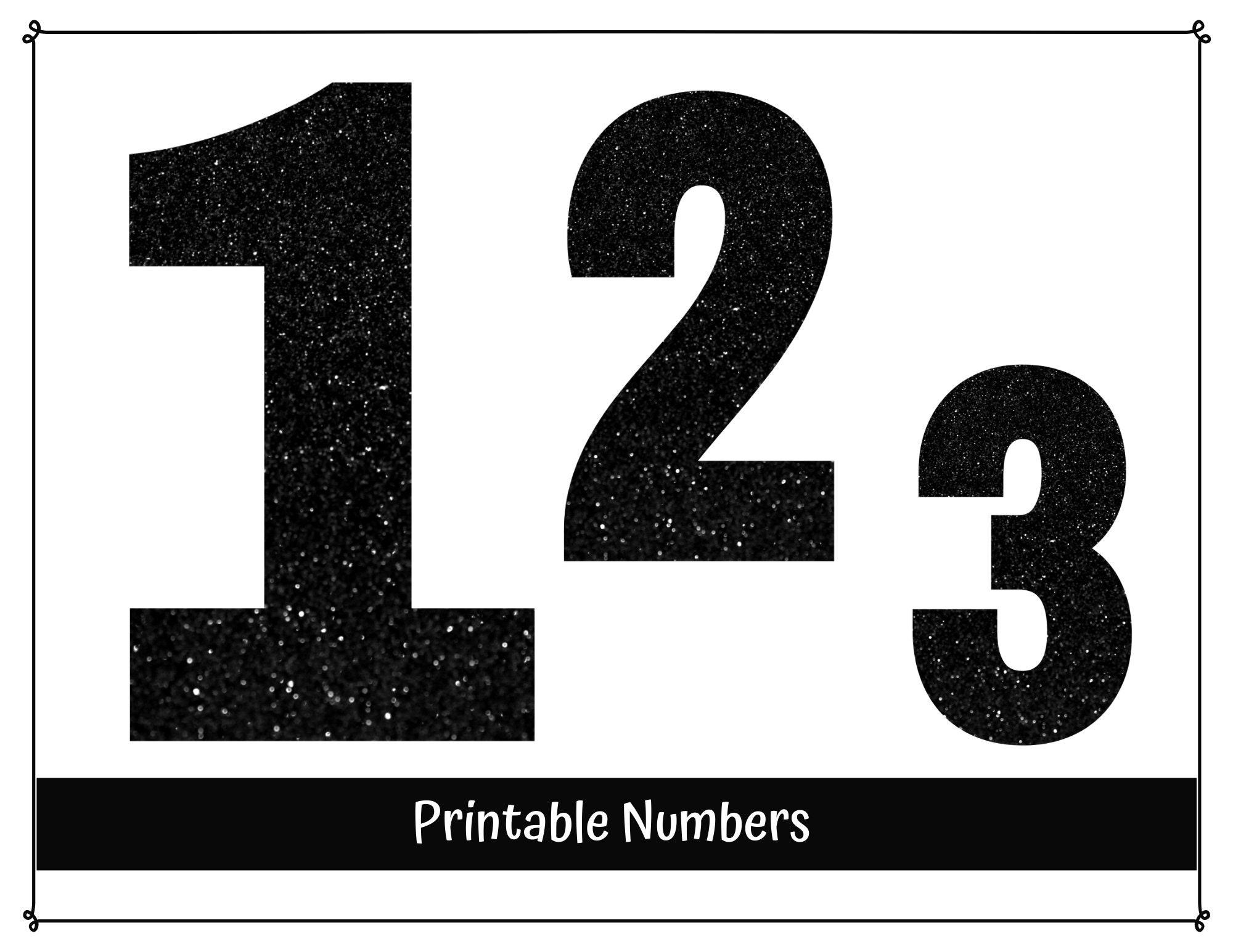 black glitter number clip art printable resizable numbers etsy