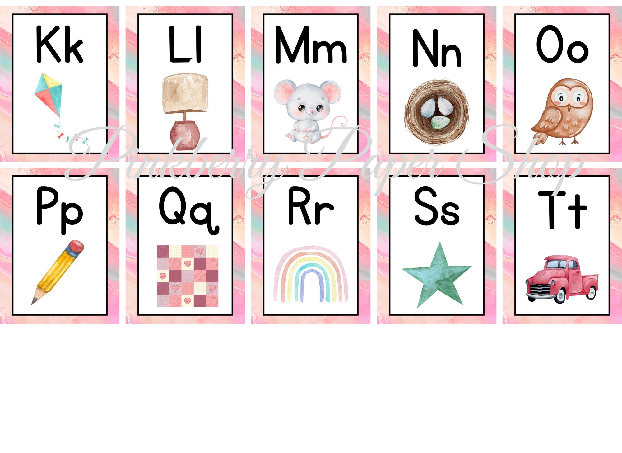 Watercolor Alphabet Cards: Classroom Decor (digital Download) - Etsy