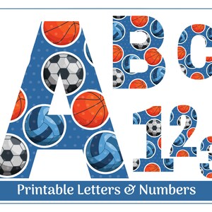 Sports Alphabet Clip Art Letters A-Z, Numbers 0-9 | Printable Bulletin Board & Sublimation Letters | Basketball, Soccer, Volleyball | PNG