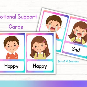 Emotionale Unterstützungskarten | Set mit 10 Gefühlen, Emotionen, selbstregulierenden Verhaltenskarten | Jungen & Mädchen Karten | Digitaler Download | PNG