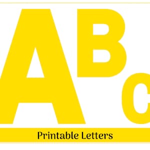 Lettere ClipArt dell'alfabeto giallo A-Z, Numeri 0-9 / Lettere stampabili e ridimensionabili / Banner - Bollettino - Scrapbooking - Lettere di sublimazione