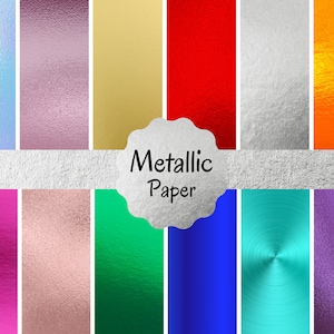 Metallic Digital Papier | Scrapbook Papier | Druckbares & größenverstellbares Papier | 12 Designs
