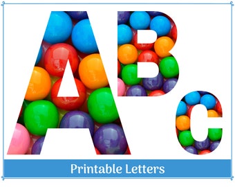 Gumball Alphabet Buchstaben & Zahlen | Großbuchstaben A-Z, Zahlen 0-9 | Banner und Klassenzimmer Pinnwand Buchstaben