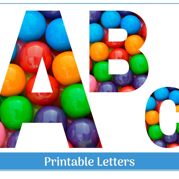 Gumball Alphabet Letters & Numbers | Uppercase A-Z Letters, Numbers 0-9 | Banner and Classroom Bulletin Board Letters