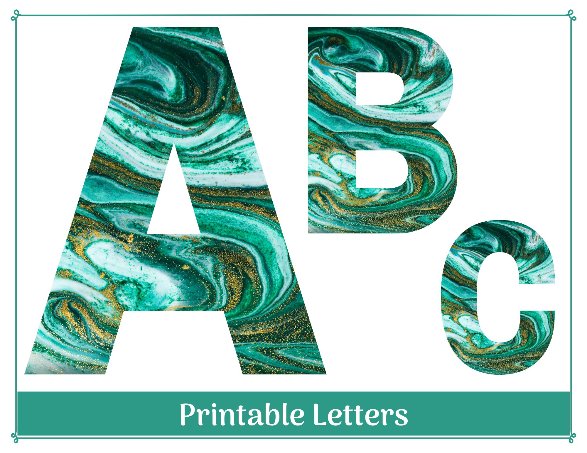 green marble alphabet clip art letters a z printable etsy