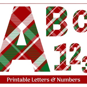 Christmas Plaid Bulletin Board Letters & Numbers | Uppercase A-Z and Numbers 0-9 | DIY Banner - Scrapbooking - Sublimation