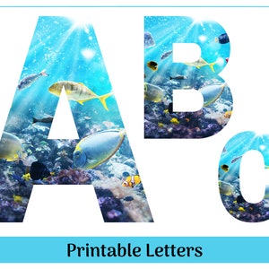 Sea Life Themed Alphabet Letter Clip Art | Sea Life Numbers - Etsy