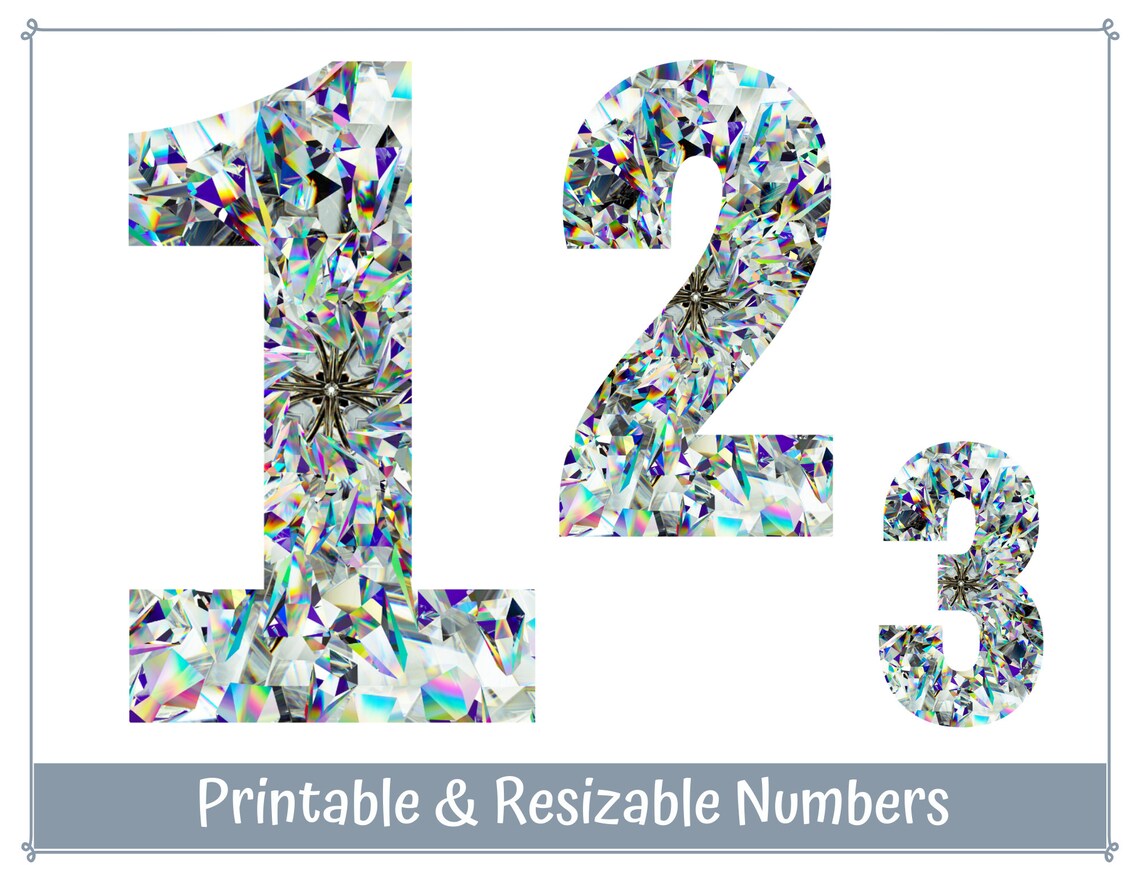 Diamond Gem Stone Printable Number Clip Art Diamond Sparkle Etsy