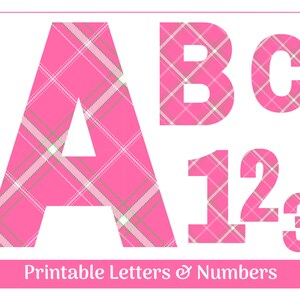 Pink Plaid Alphabet Clip Art Letters A-Z and Numbers 0-9 | Printable & Resizable Letters | Banner - Bulletin - Scrapbooking – Sublimation