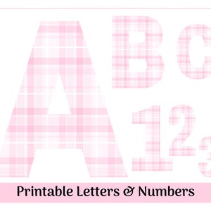 Pink Plaid Alphabet Clip Art Letters A-Z and Numbers 0-9 | Printable Banner - Bulletin - Scrapbooking – Sublimation