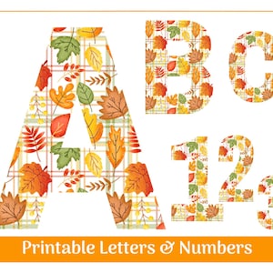 Fall Pumpkins and Leaves Alphabet Letters & Numbers Clip Art | Fall Banner, Bulletin Board Letters | Classroom Alphabet | Instant Download