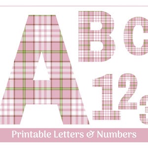 Pink Plaid Alphabet Clip Art Letters A-Z and Numbers 0-9 | Printable Banner, Bulletin Board, Scrapbooking, Sublimation Sets