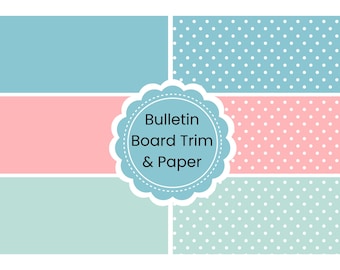 Boho Polka Dot Bulletin Board Trim & Digital Paper, Printable Craft Paper