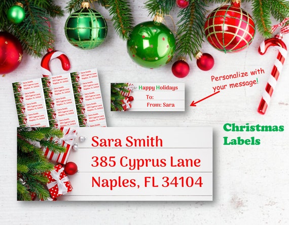 30 Custom Christmas Candle Wreath Personalized Address Labels