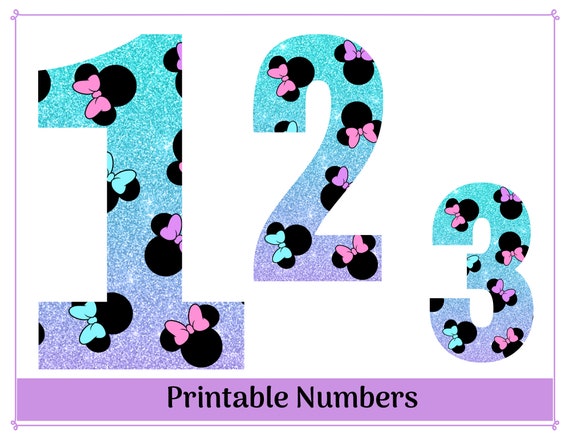 minnie glitter numbers 0 9 clip art printable resizable etsy