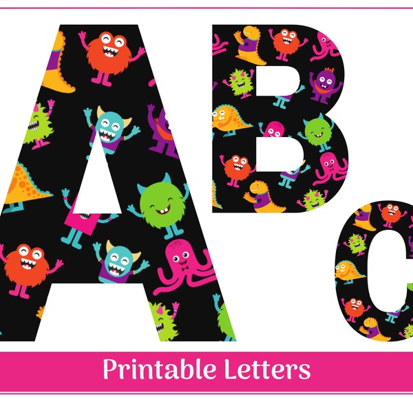 Cute Monster Alphabet Clip Art Letters A-Z and Numbers 0-9 | Printable Banner, Bulletin Board Set