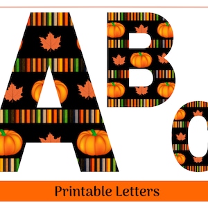 Fall Pumpkin Alphabet Clip Art Letters A-Z, Numbers 0-9 | Printable & Resizable Letters | Banner - Bulletin Board -Sublimation Letters
