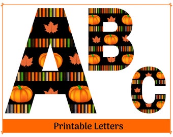 Fall Pumpkin Alphabet Clip Art Letters A-Z, Numbers 0-9 | Printable & Resizable Letters | Banner - Bulletin Board -Sublimation Letters