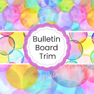 Rainbow Bubbles Bulletin Board Trim, Neon Polka Dot Paper: Printable Scrapbook Paper (Digital Download)