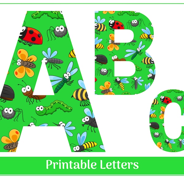 Cute Insect Alphabet Clip Art Letters A-Z and Numbers 0-9 | Printable Banner and Bulletin Board Sets