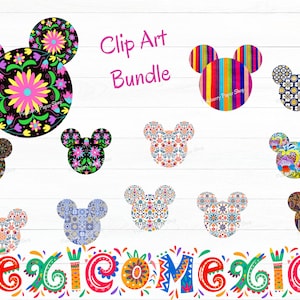 Mickey and Minnie Mexican Clip Art Bundle | Mexican Patterns Striped Clip Art | Printable & Resizable | Sublimation | PNG