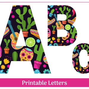 Mexican Alphabet Letters A-Z, Numbers 0-9 Clip Art, Printable Banner ...