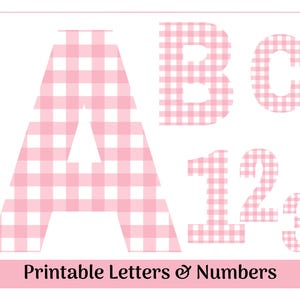 Pink Check Alphabet Clip Art Letters A-Z and Numbers 0-9 | Printable Banner - Bulletin - Scrapbooking – Sublimation