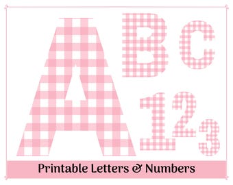 Pink Check Alphabet Clip Art: Printable Letters & Numbers (Digital Download)