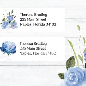 Blue Floral Return Address Labels: Printable Template (Digital Download)