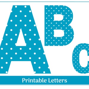 Aqua Polka Dot Alphabet Letters A-Z, Numbers 0-9 | Banner, Bulletin Board, Scrapbook, Sublimation Letters/Numbers