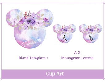 Monogrammed Floral Minnie Clip Art | Printable & Resizable Clip Art | Sublimation