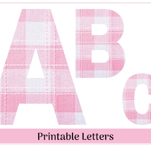 Pink & White Plaid Alphabet Letters A-Z, Numbers 0-9 | Banner Letters | Bulletin Board Set