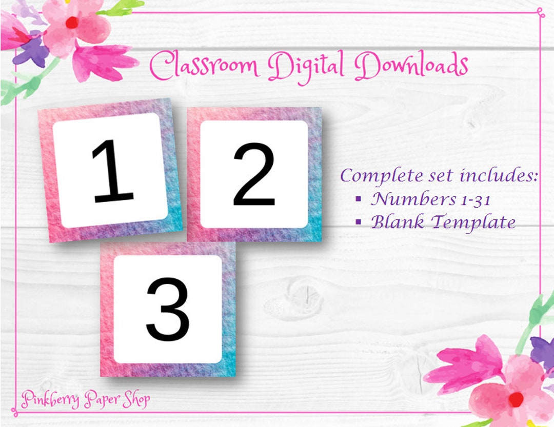 Printable Cotton Candy Classroom Calendar Numbers | Instant Download ...