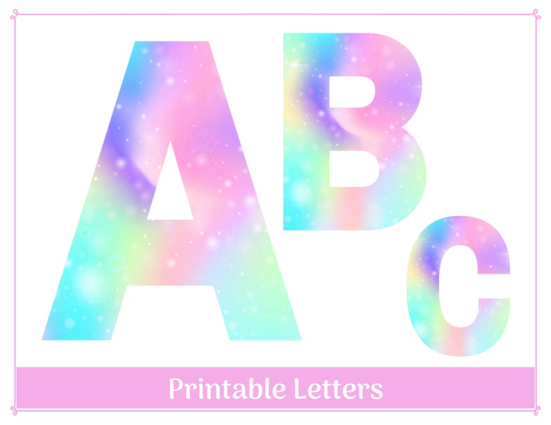 unicorn alphabet clip art letters resizable and printable etsy
