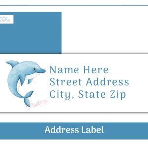Dolphin Return Address Labels | Sea Life Animal Labels | Coastal Address Labels | Printable Instant Download