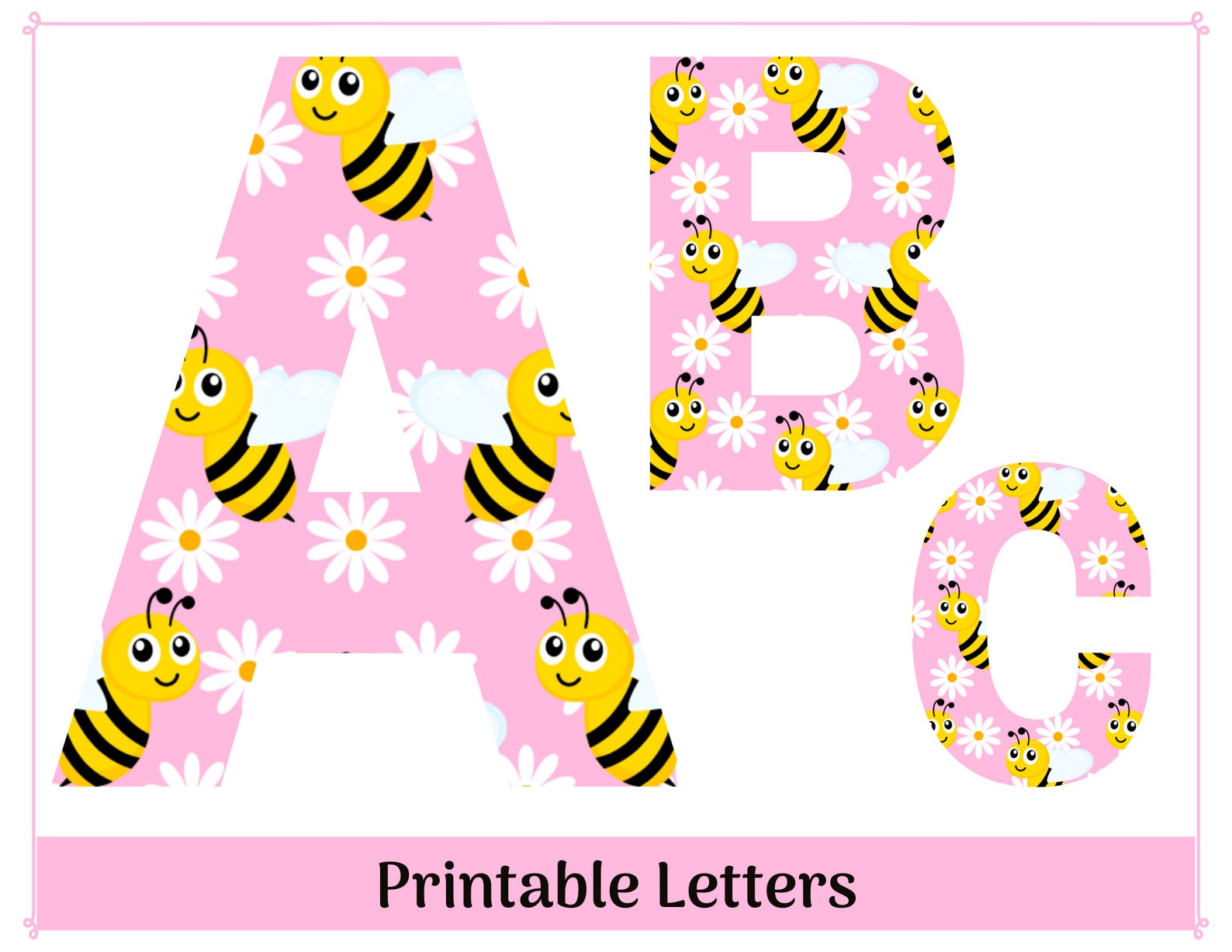 Bumble Bee Alphabet Letters & Numbers: Printable Clip Art (digital ...