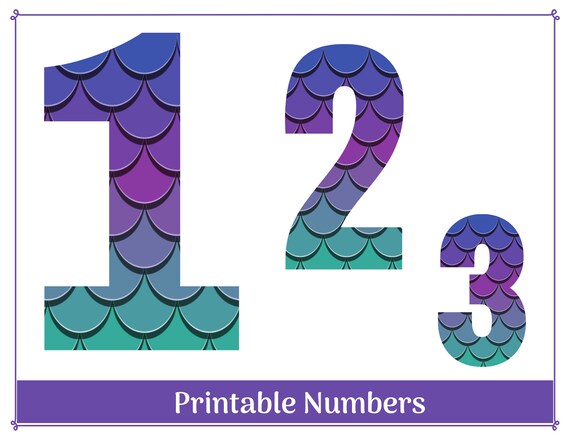 mermaid number clip art numbers 0 9 printable resizable etsy
