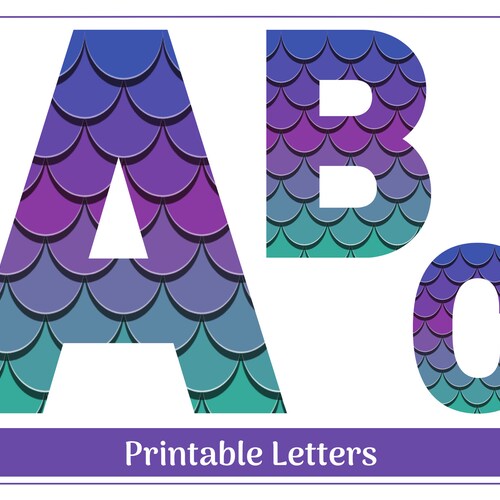 mermaid alphabet clip art letters a z printable resizable etsy