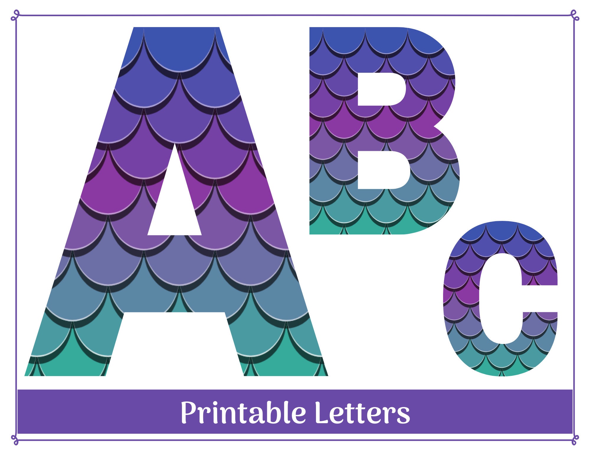 Mermaid Alphabet Clip Art Letters AZ Printable & Resizable Etsy