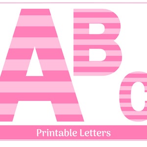 Clipart Alphabet Rayé Rose | Majuscules de A à Z, chiffres de 0 à 9 | Bannières - Salle de classe - Scrapbooking | Décorations de fête et de table