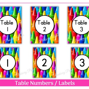 Crayon Table Numbers 1-10: Classroom Labels (PNG File)