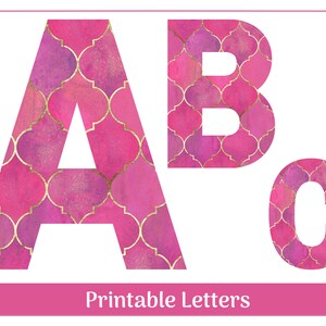 Alphabet marocain rose et or Clip Art, lettres de A à Z | Lettres imprimables | Bannière - Babillard - Scrapbooking - Sublimation de lettres
