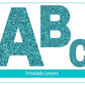 Türkis Glitzer Alphabet Buchstaben A-Z, Zahlen 0-9 | Druckbare Banner, Bulletin Board Sets, Scrapbooking & Sublimation Clip Art Letters