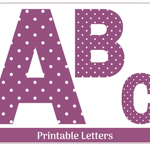 Plum Polka Dot Alphabet Letters A-Z, Numbers 0-9 | Banner, Bulletin Board, Scrapbook, Sublimation Letters/Numbers